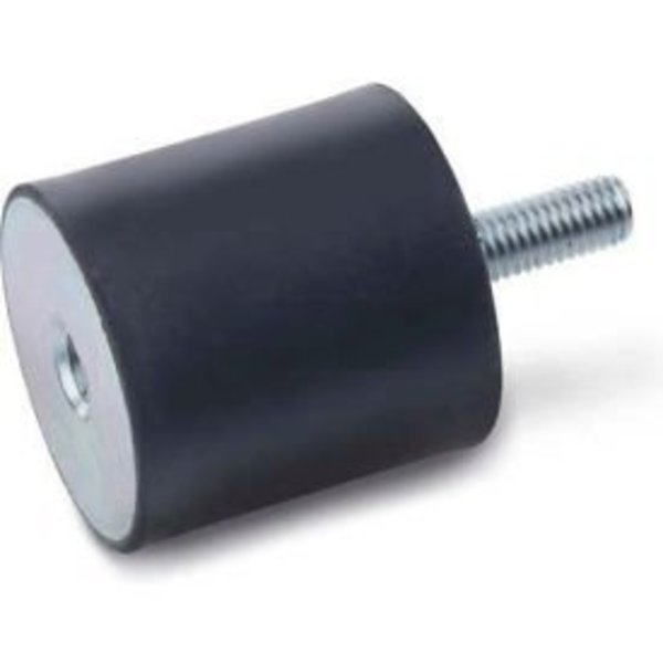 J.W. Winco Vibration Mount, 1 Tapped Hole, 1 Threaded Stud, .31" Dia, 8mm H, M3 x .6 Thread 351-8-8-M3-ES-55